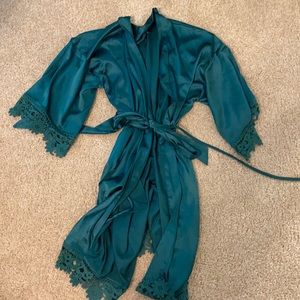 Dark green silk lace robe